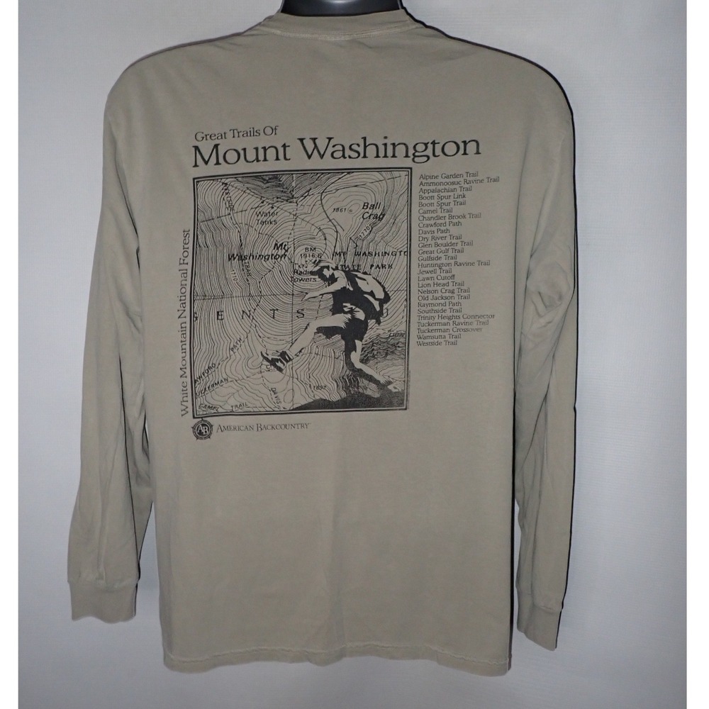 American Backcountry Great Trails of Mt. Washington Hiking Shirt Mens M Tan LS
